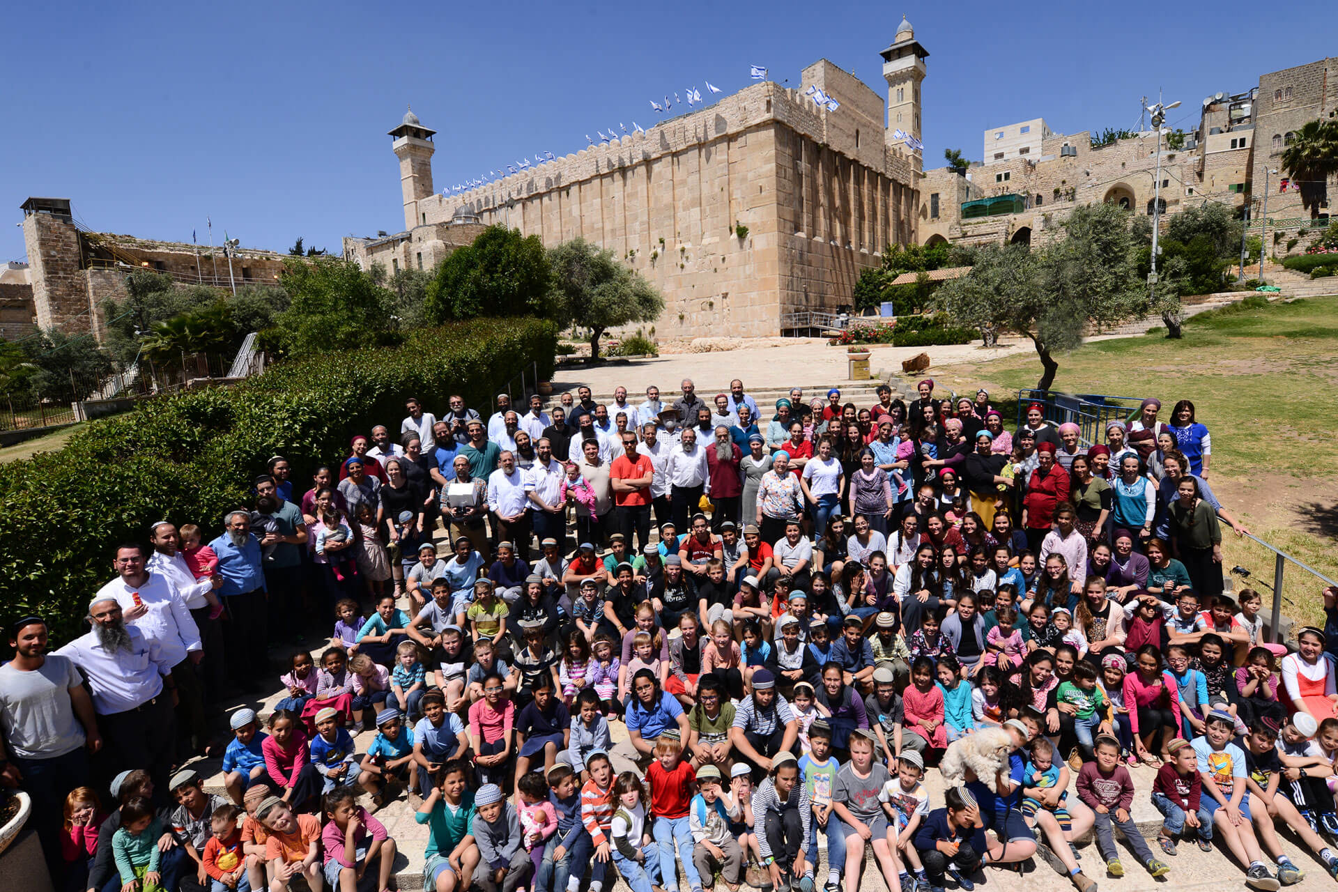 Hebron Community on the steps of the Tomb of the Patriarchs