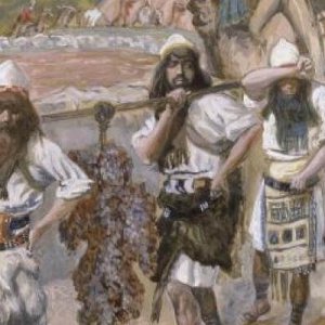 (Painting: The Grapes of Canaan, c. 1896-1902, by James Tissot, a French painter who visited Israel. Credit: Wiki Commons / The Jewish Museum)