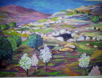 (Photo: Depiction of what the Cave of Machpela may have looked like before King Herod's ediface. was built over it, painted by a local Hebron artist.)
