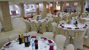 Tables set for VIP Hebron Fund meals on Shabbat Chayei Sarah